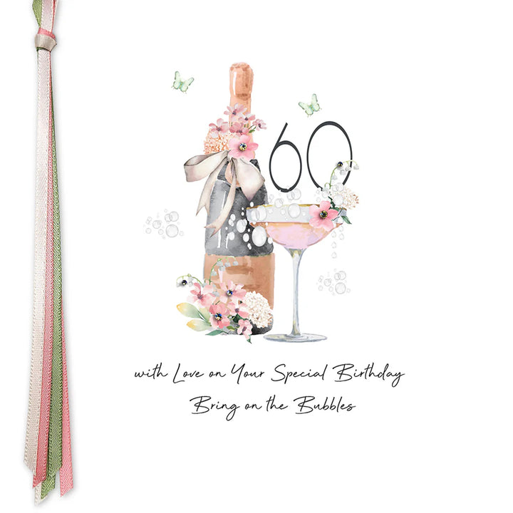 60 - Ribbons &amp; Roses 60 With Love Some Girls Just Sparkle Birthday Card