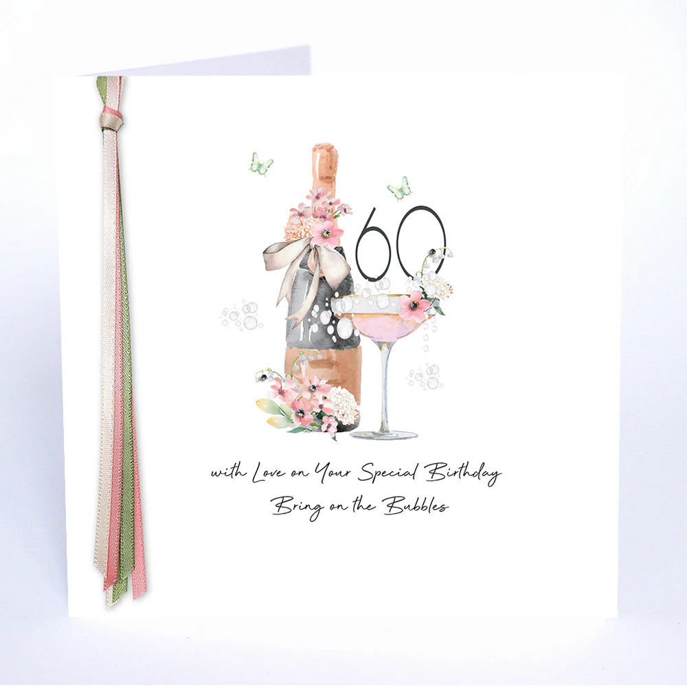 60 - Ribbons &amp; Roses 60 With Love Some Girls Just Sparkle Birthday Card
