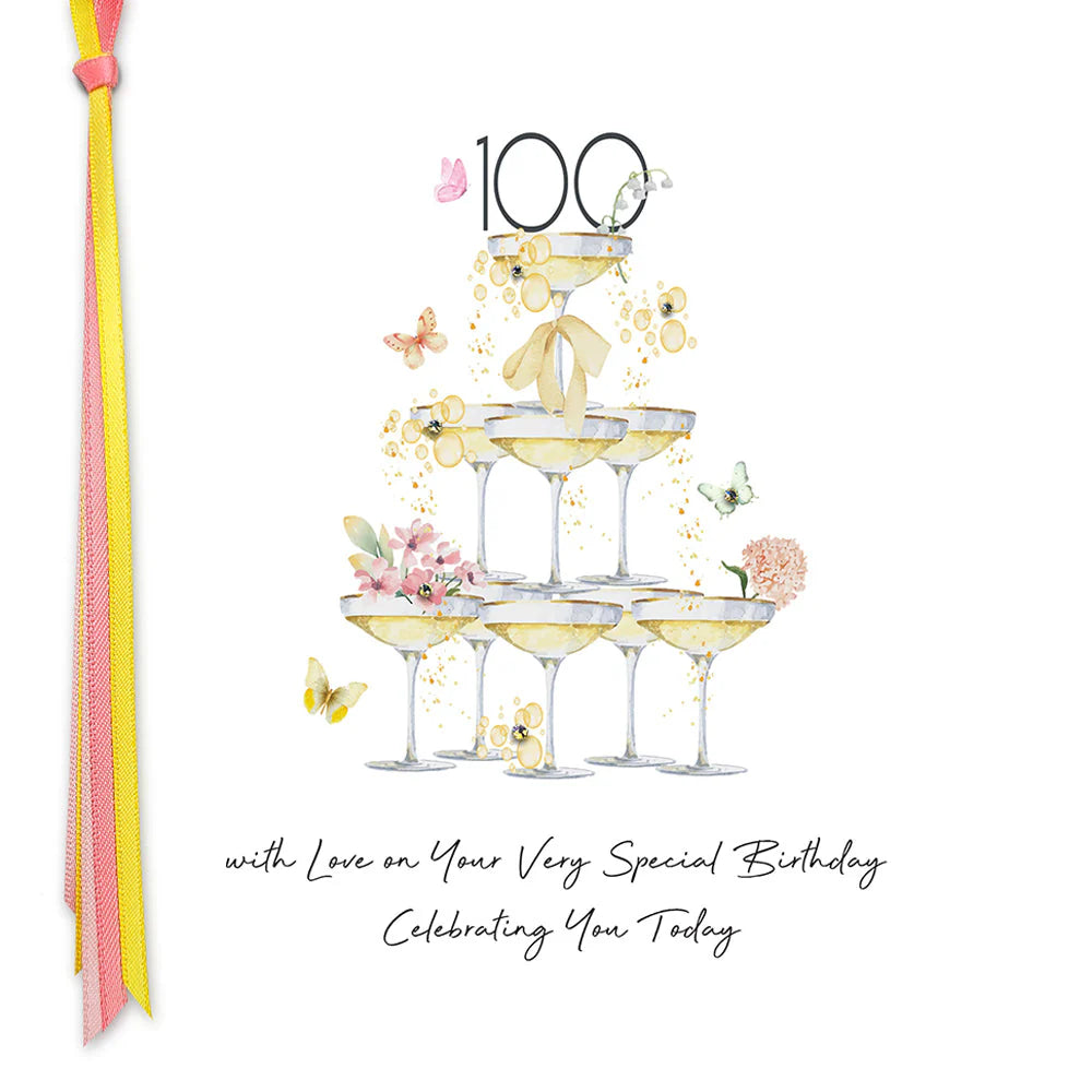 Five Dollar Shake "100 With Love" birthday card featuring colorful floral design, perfect for celebrating special birthdays.