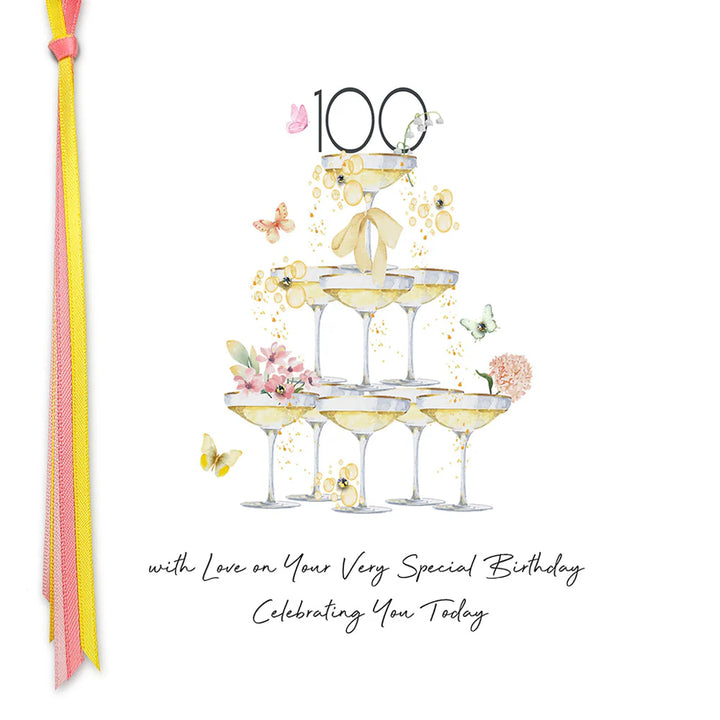 Five Dollar Shake "100 With Love" birthday card featuring colorful floral design, perfect for celebrating special birthdays.