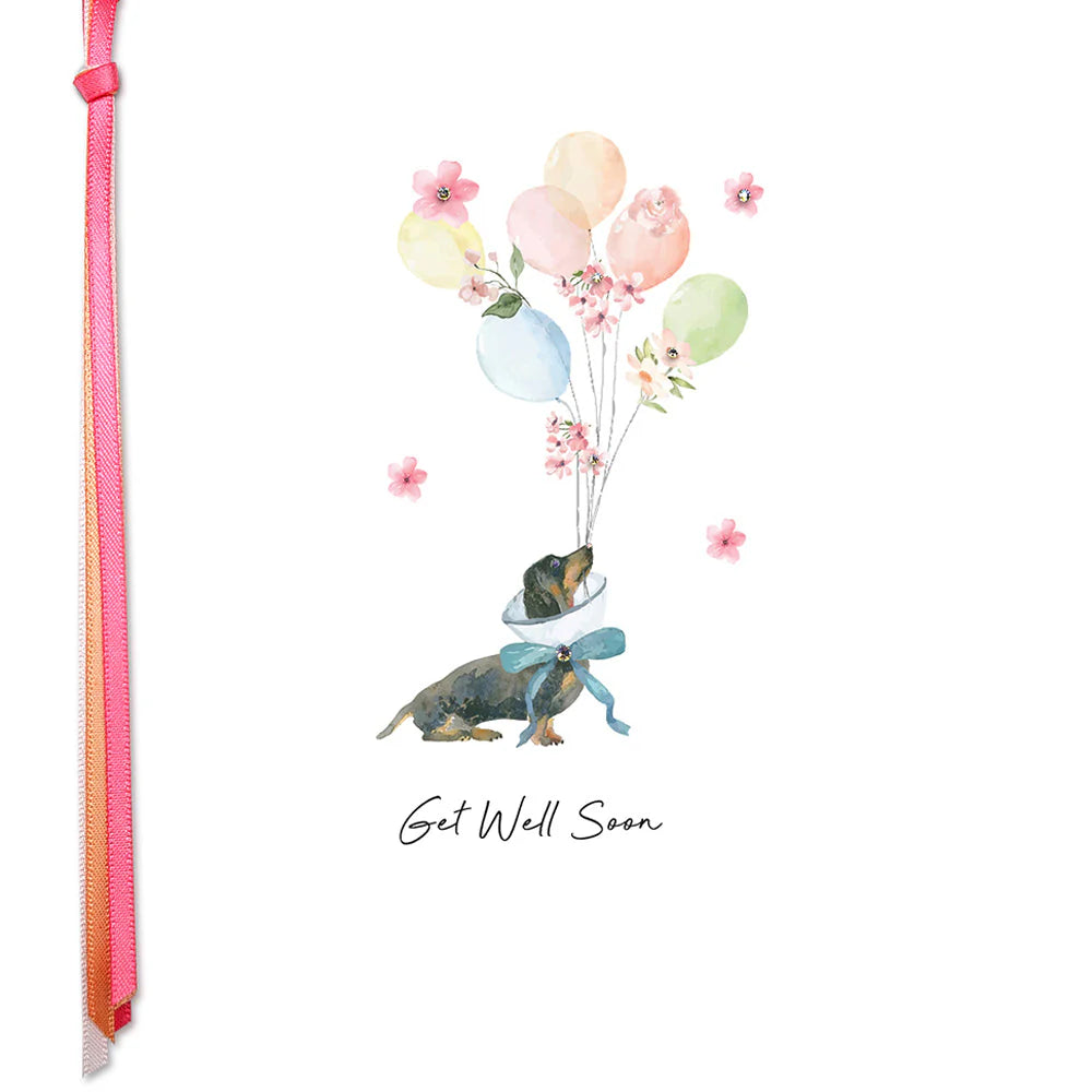 Get Well Soon Card from Five Dollar Shake by Cornucopia Home and Gift, featuring colorful floral design and uplifting message.