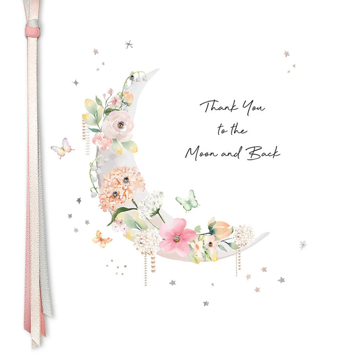 Thank You to the Moon and Back card from Five Dollar Shake, featuring celestial design, by Cornucopia Home and Gift.