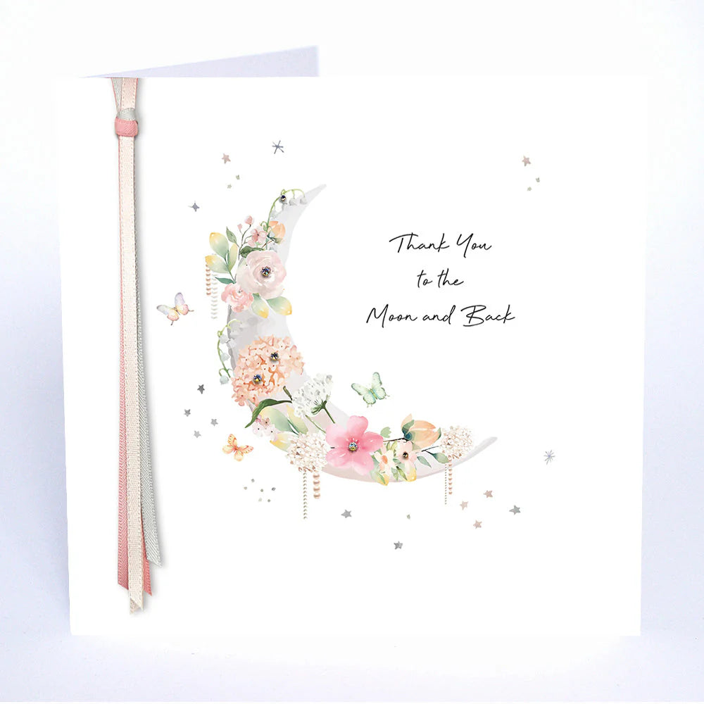 Thank You to the Moon and Back card by Five Dollar Shake, featuring celestial design and heartfelt message from Cornucopia Home and Gift.