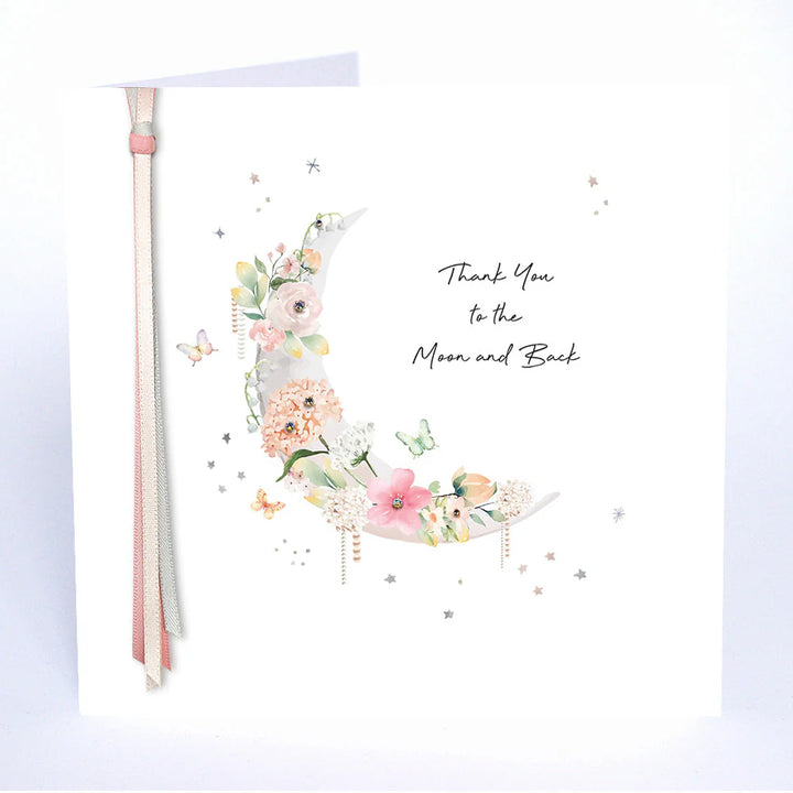 Thank You to the Moon and Back card by Five Dollar Shake, featuring celestial design and heartfelt message from Cornucopia Home and Gift.