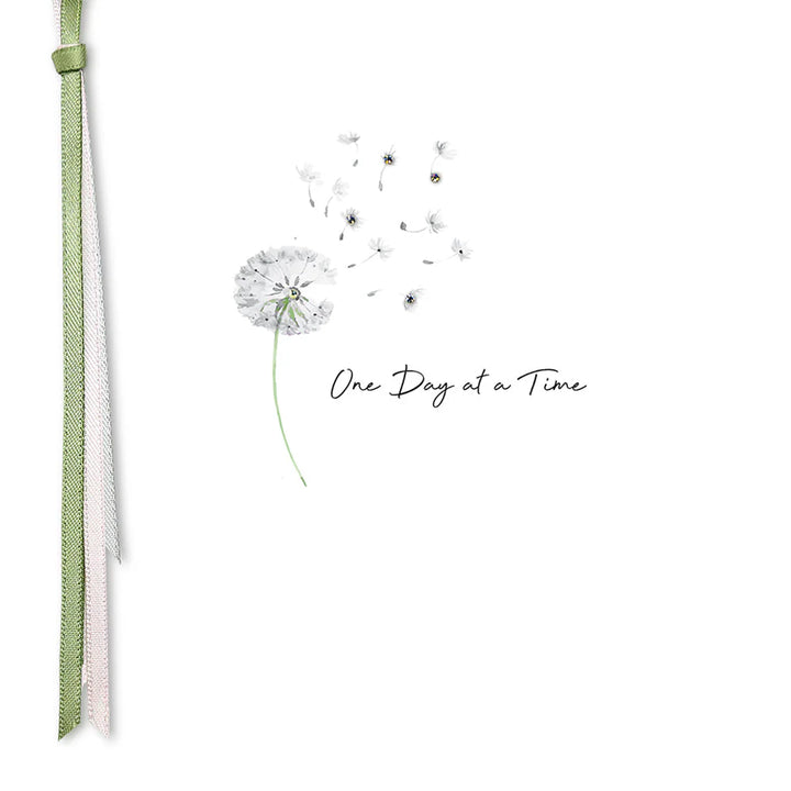 Five dollar shake "One Day At A Time" greeting card from Cornucopia Home and Gift, featuring uplifting design and message.