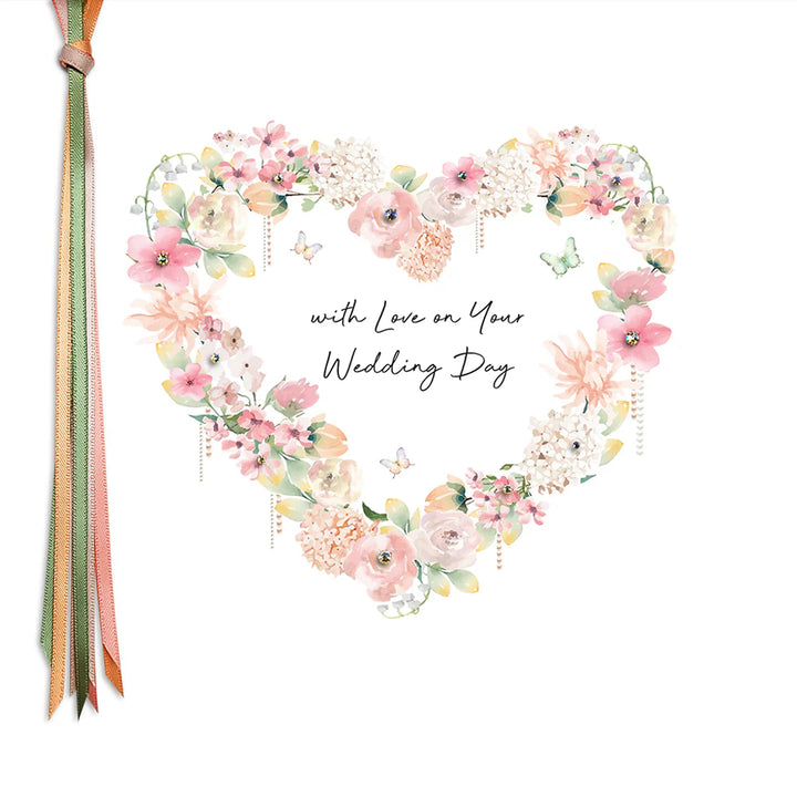Ribbons &amp; Roses With Love On Your Wedding Day Large Card