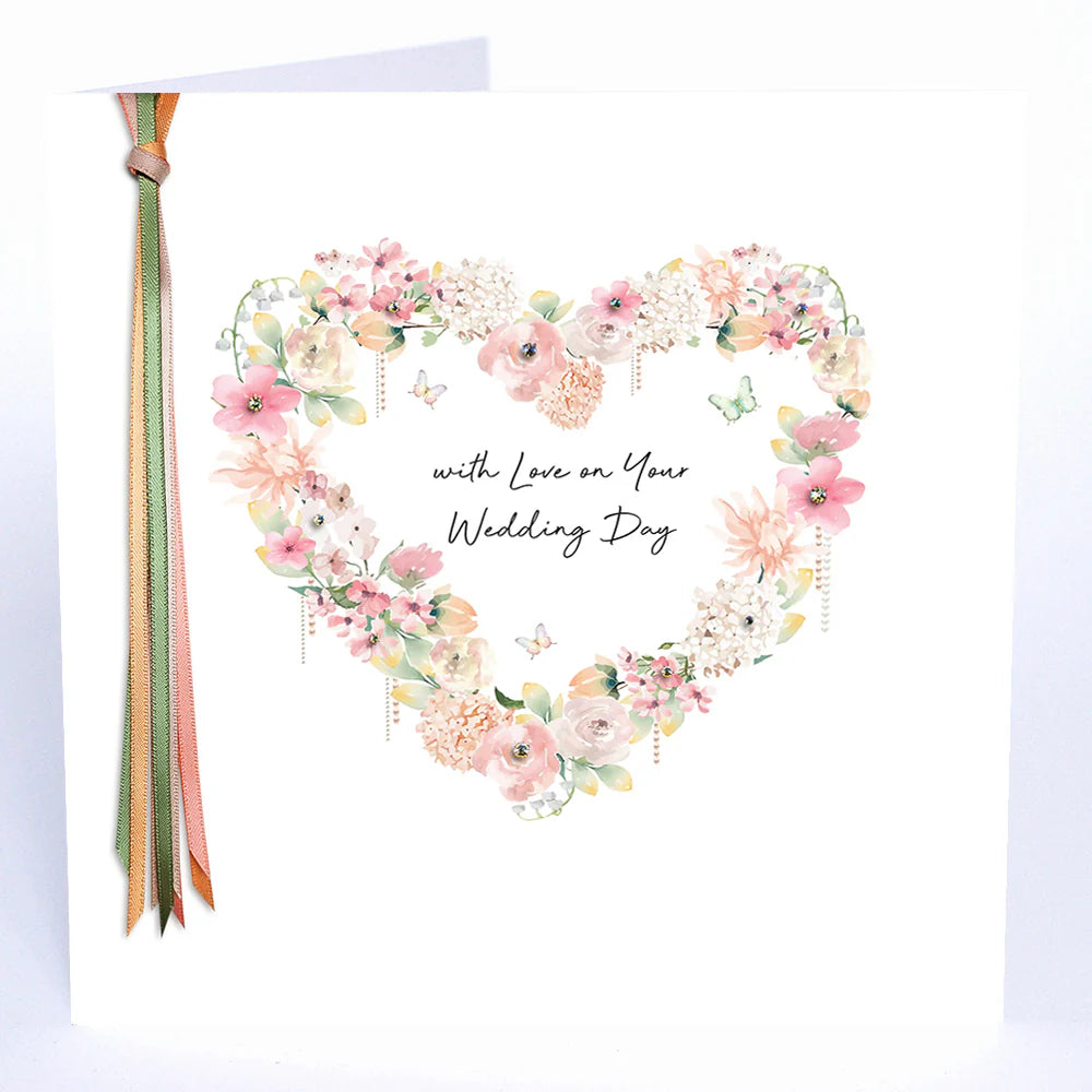 Ribbons &amp; Roses With Love On Your Wedding Day Large Card