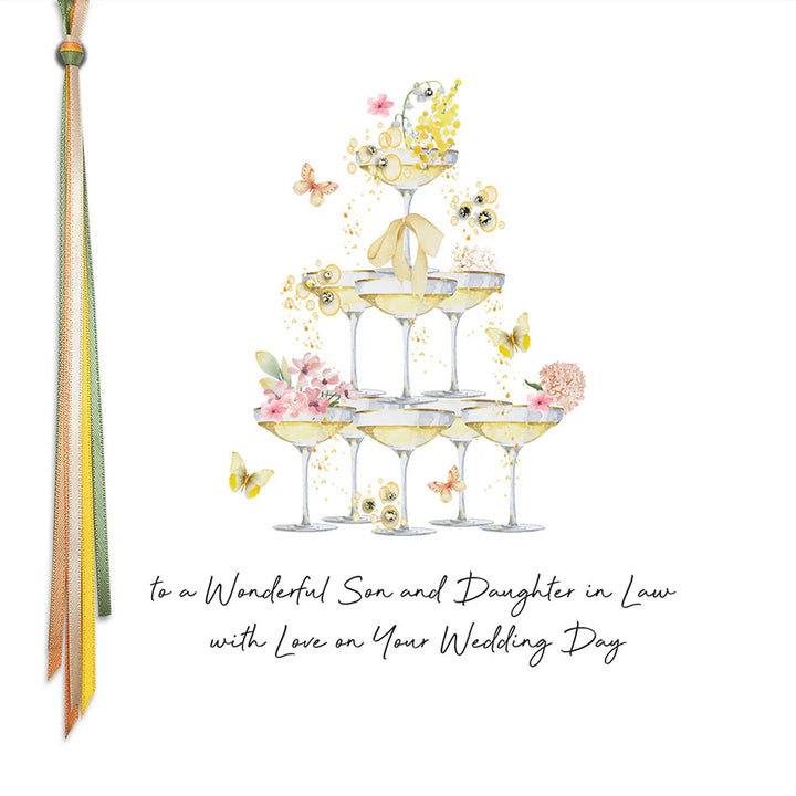 Ribbons &amp; Roses To A Wonderful Son &amp; Daughter-in-Law On Your Wedding Day Large Card