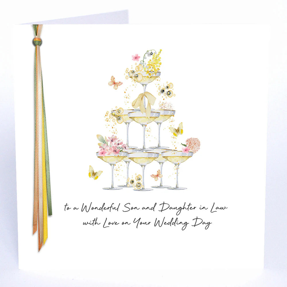 Ribbons &amp; Roses To A Wonderful Son &amp; Daughter-in-Law On Your Wedding Day Large Card