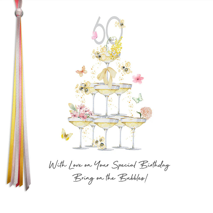 60 - Ribbons &amp; Roses 60 With Love On Your Special Birthday Glasses Card
