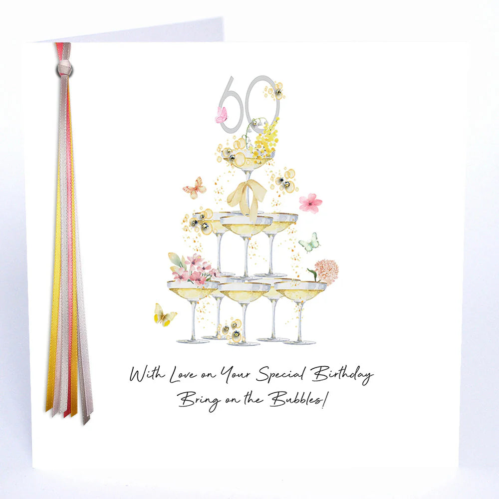 60 - Ribbons &amp; Roses 60 With Love On Your Special Birthday Glasses Card