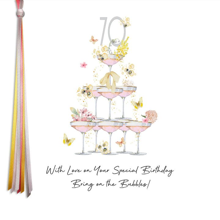 70 - Ribbons &amp; Roses 70 With Love On Your Special Birthday Large Card