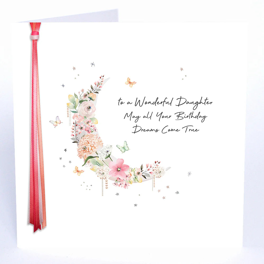 Five Dollar Shake birthday card for a wonderful daughter featuring colorful floral design, by Cornucopia Home and Gift.