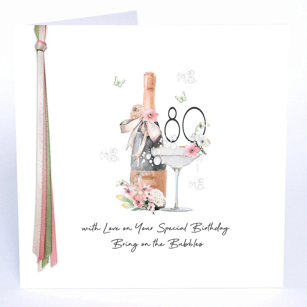 Five Dollar Shake birthday card featuring colorful flowers and the message "80 With Love on Your Special Birthday" from Cornucopia Home and Gift.