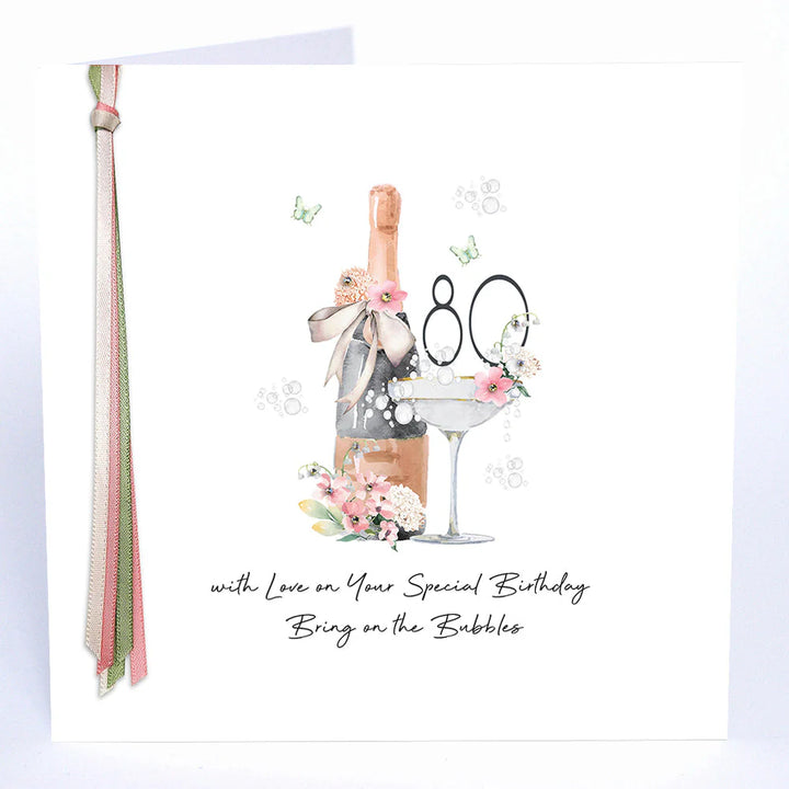 Five Dollar Shake birthday card featuring colorful flowers and the message "80 With Love on Your Special Birthday" from Cornucopia Home and Gift.