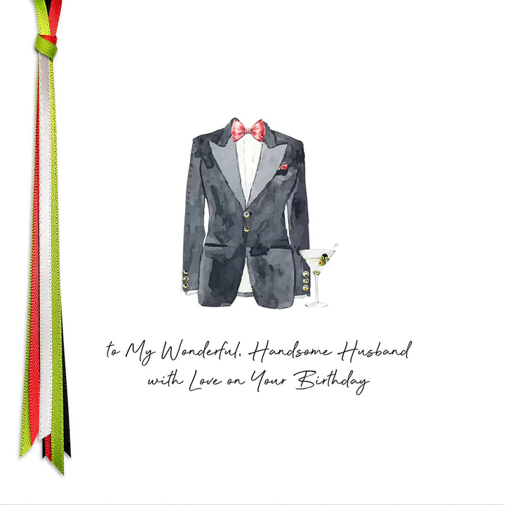 Ribbons &amp; Roses To My Wonderful Handsome Husband With Love On Your Birthday Large Card