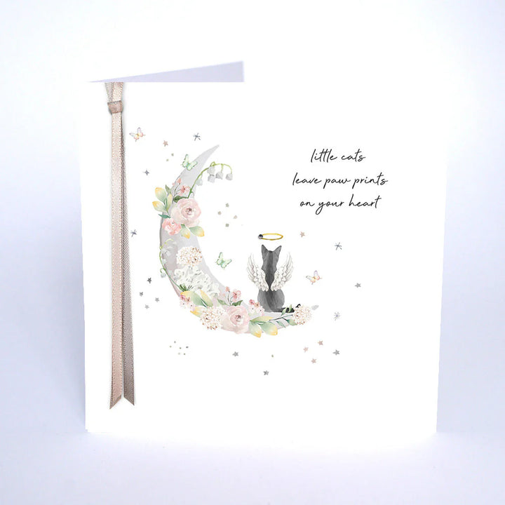 Five Dollar Shake Little Cats Leave Paw Prints On Your Heart greeting card with adorable cat paw print design from Cornucopia Home and Gift