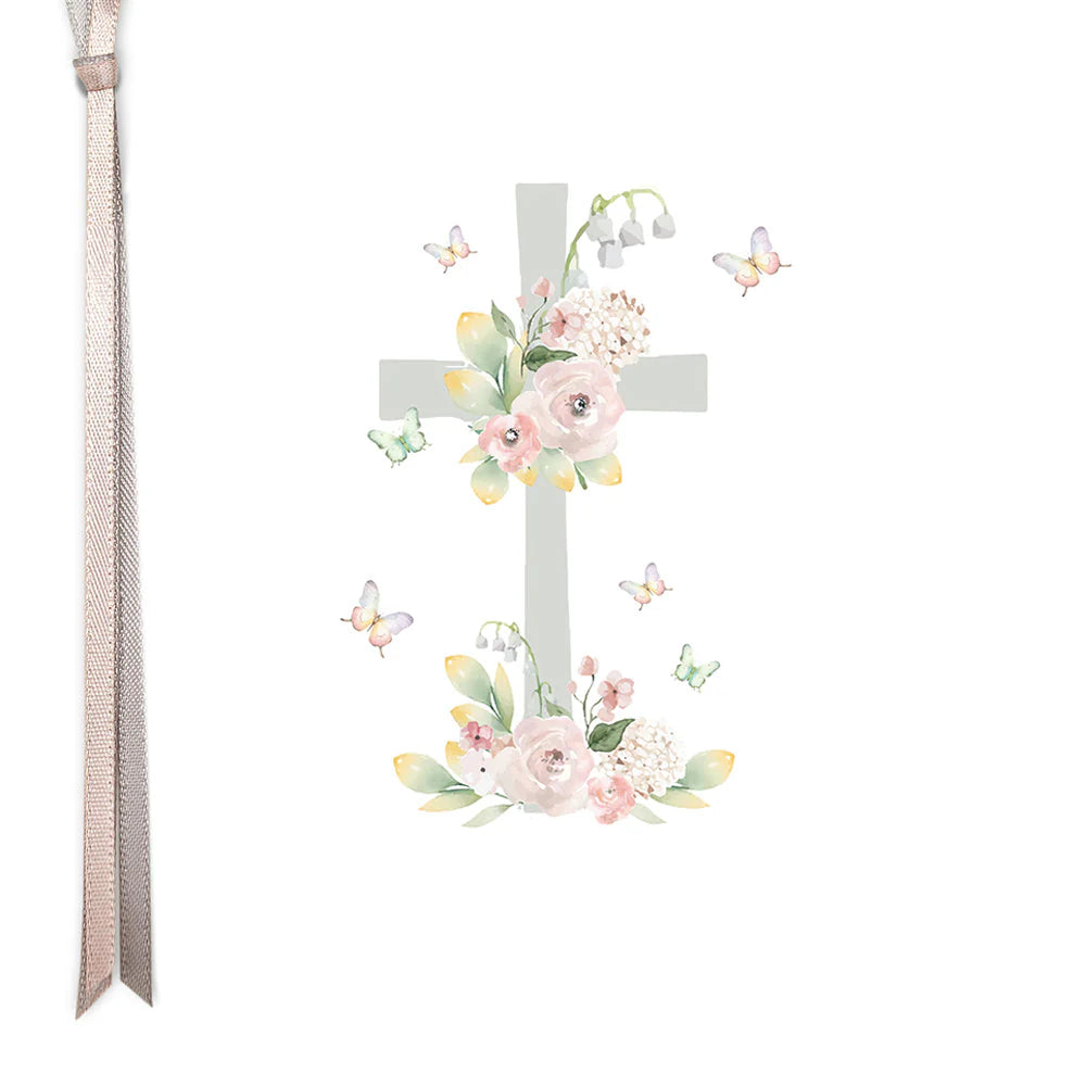 Blank cross sculpture by Five Dollar Shake from Cornucopia Home and Gift, shown in a close-up image with detailed craftsmanship.
