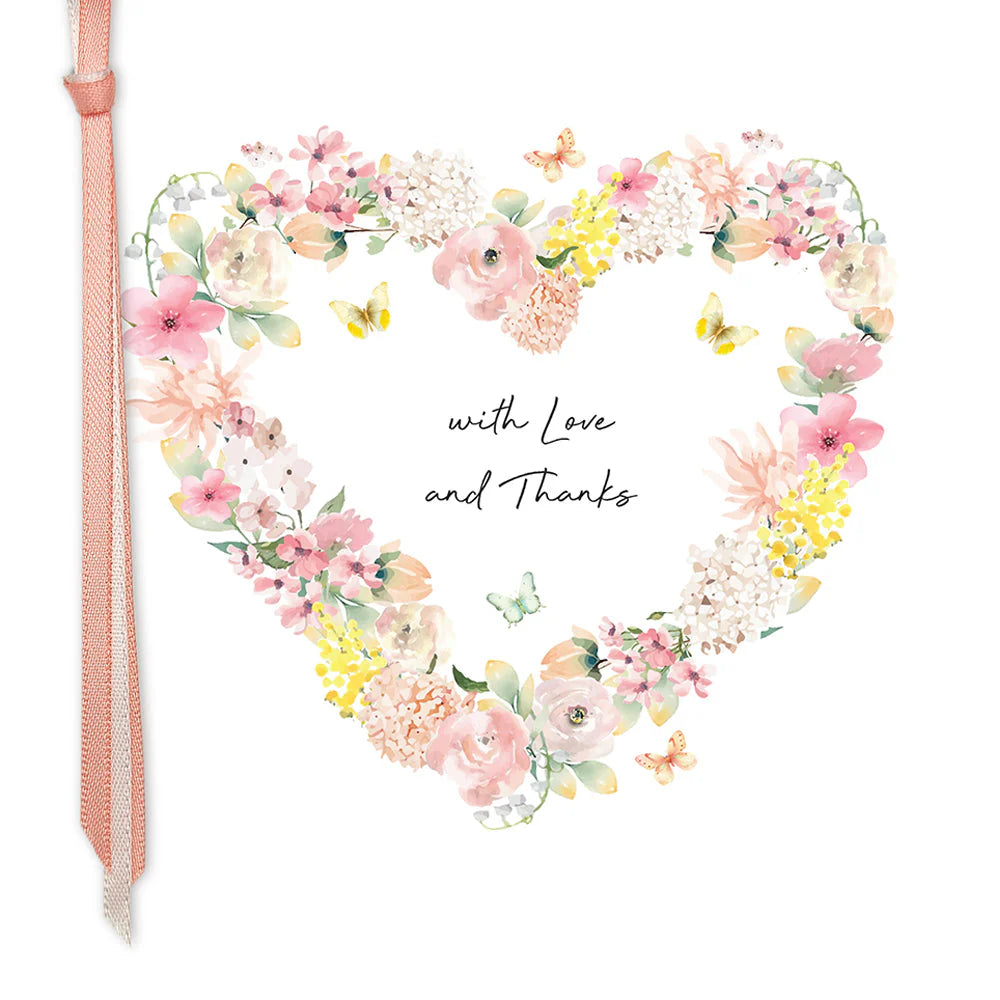 Five Dollar Shake With Love And Thank You Card by Cornucopia Home and Gift with floral design and elegant handwritten message.