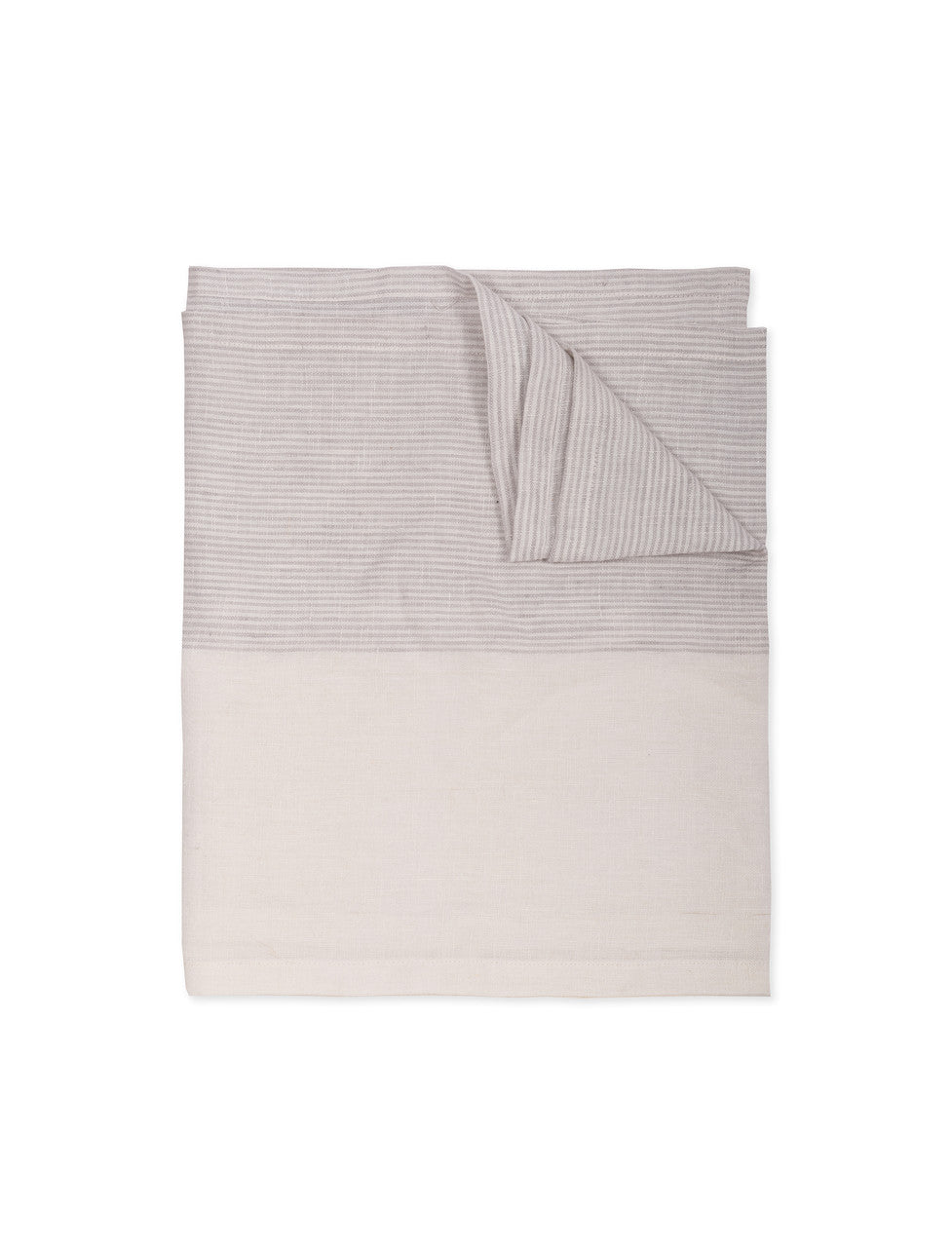 Linen Hazleton Stripe Runner by Garden Trading featuring a stylish flint-colored striped design on natural linen fabric.