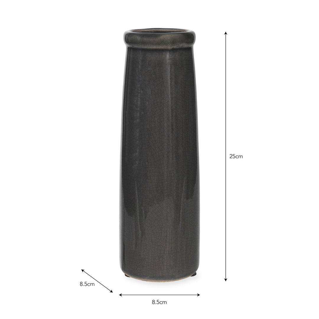 Garden Trading Ravello Charcoal Ceramic Bottle Vase - 25cm