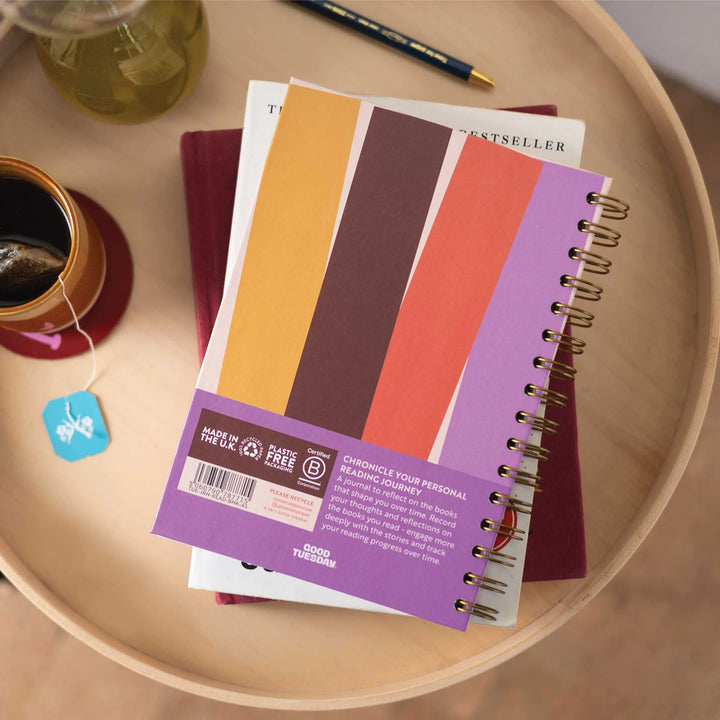 A5 hardcover reading journal by Good Tuesday from Cornucopia Home and Gift, featuring a textured cover and detailed book nook design.