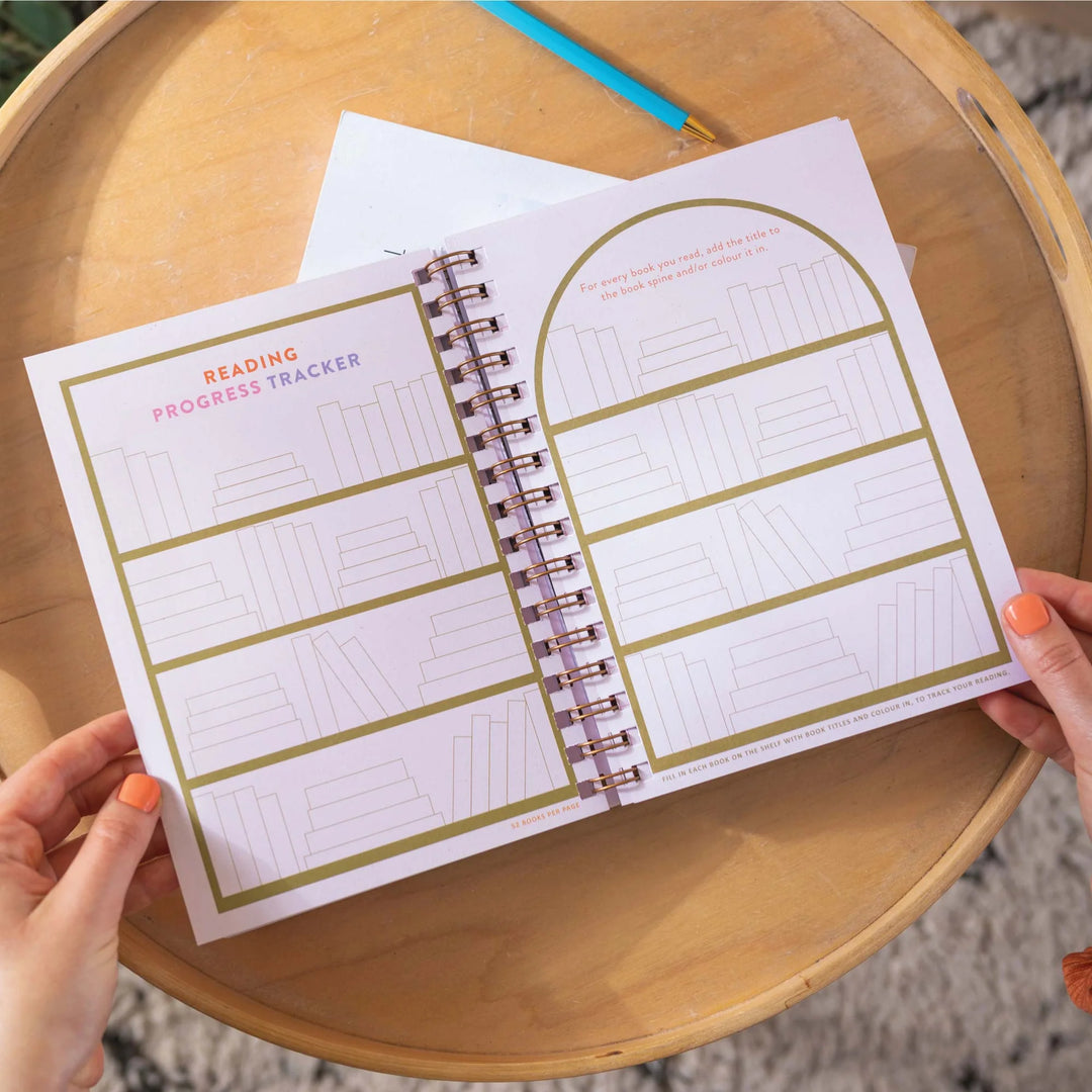 A5 hardcover reading journal from Good Tuesday by Cornucopia Home and Gift, featuring a detailed textured cover and spine.