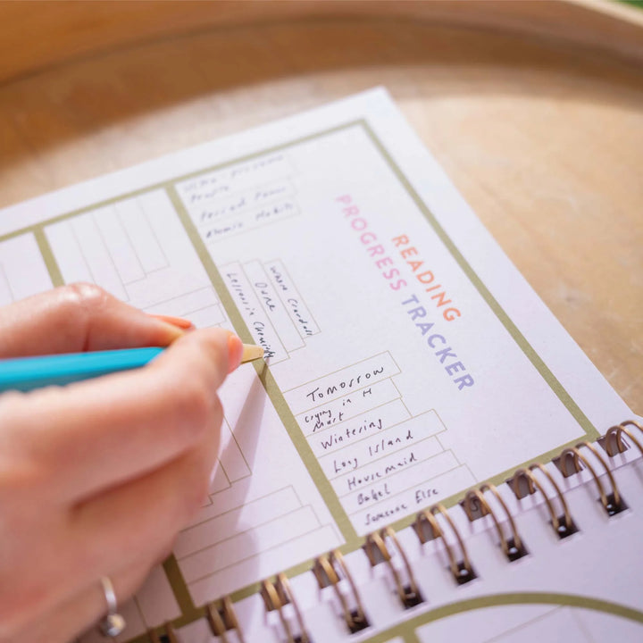 A5 hardcover reading journal by Good Tuesday from Cornucopia Home and Gift, featuring detailed pages for book notes and reflections.