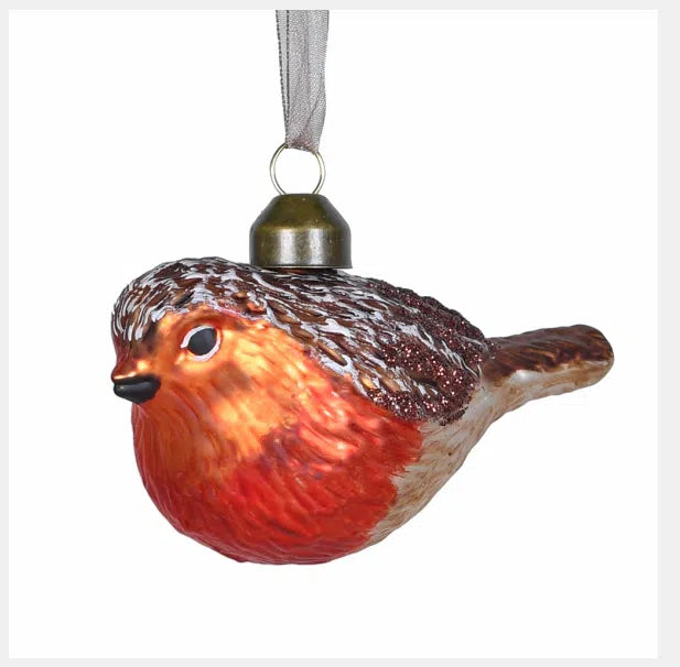 Cornucopia Home and Gift Coach House Christmas Rocking Robin Bauble hanging ornament with festive design
