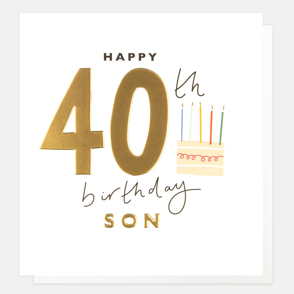 Caroline Gardner Happy 40th Birthday Son greeting card featuring colorful birthday message and playful design.