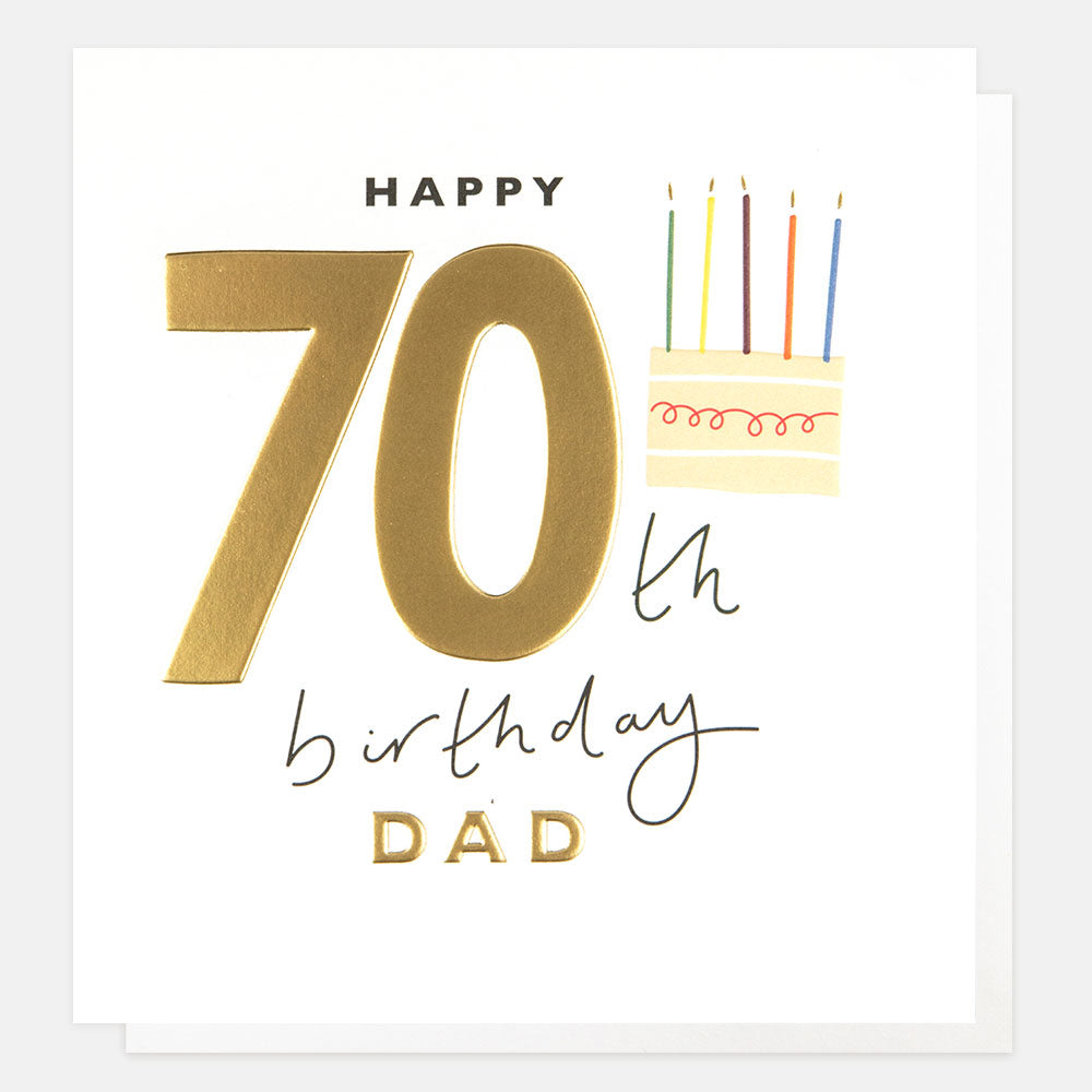 Caroline Gardner Happy 70th Birthday Dad greeting card with colorful design, perfect for celebrating dad's milestone birthday.