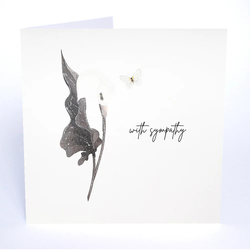 With Sympathy greeting card by Five Dollar Shake featuring elegant floral design from Cornucopia Home and Gift.
