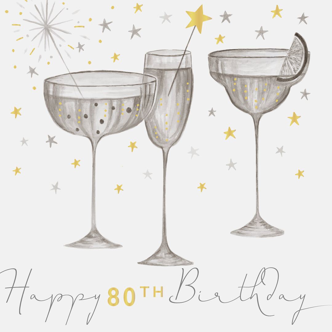 Janie Wilson Happy 80th Birthday Card featuring colorful floral design from Cornucopia Home and Gift.