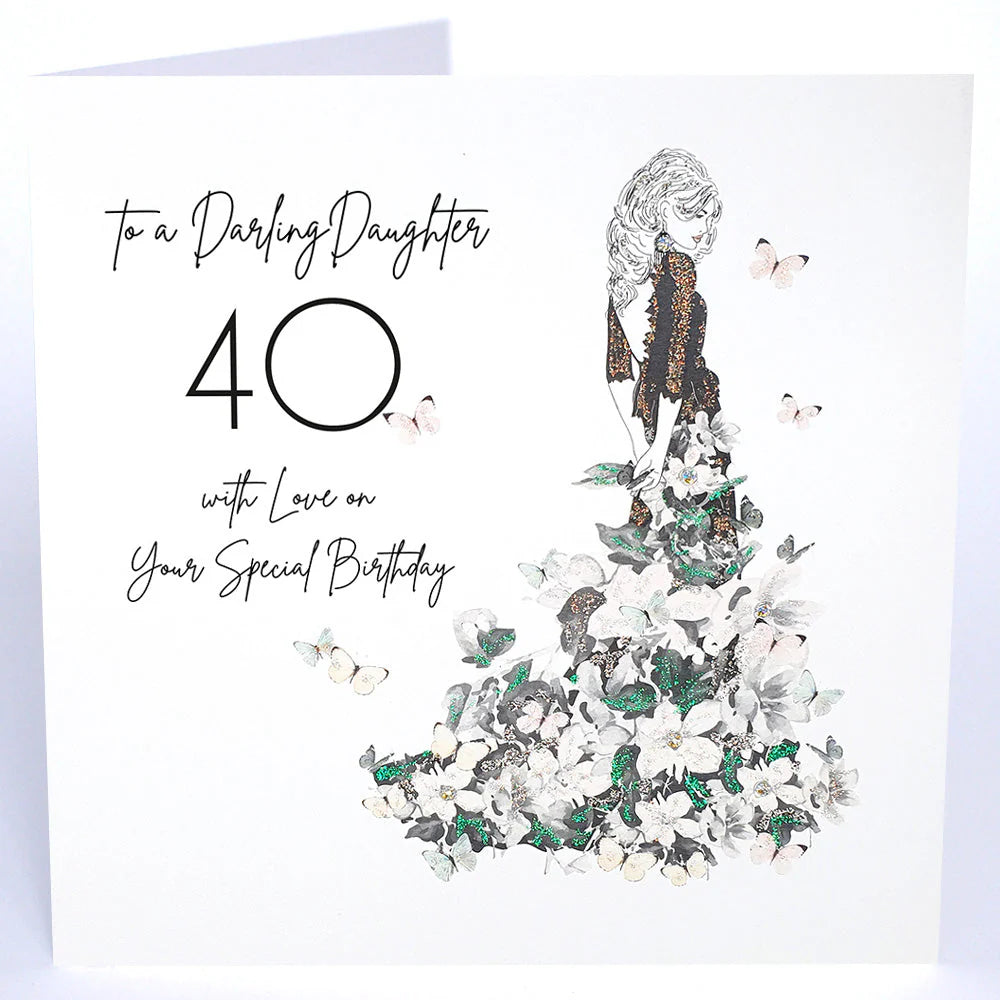 To a Darling Daughter birthday card by Five Dollar Shake, featuring floral and elegant design elements on a white background.