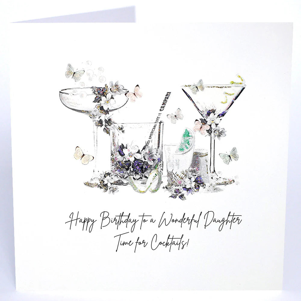 Happy birthday card for daughter from Five Dollar Shake, featuring colorful cocktail illustrations and celebratory design.
