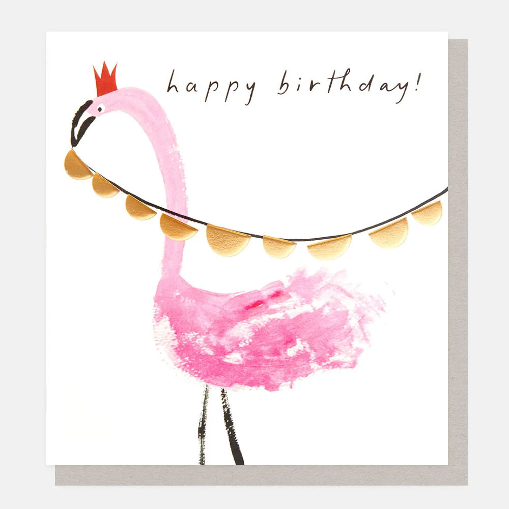 Flamingo &amp; Bunting Birthday Card