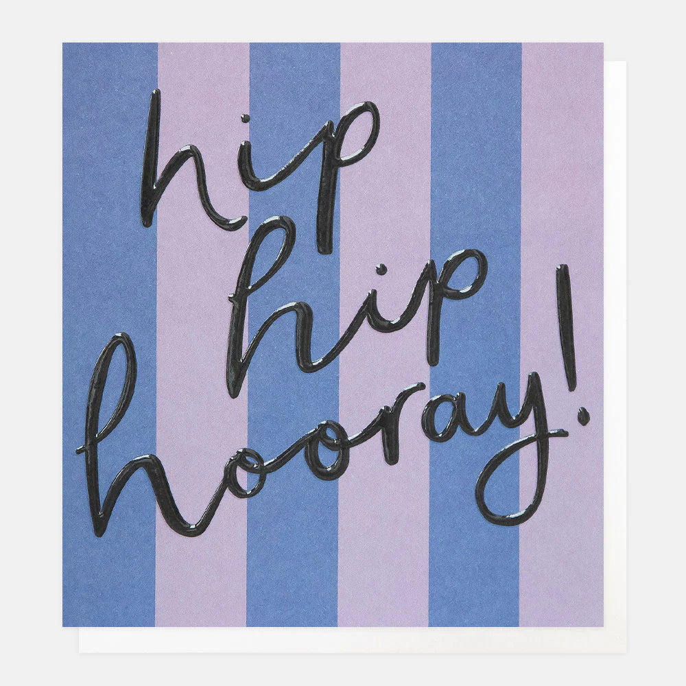 Blue and lilac striped ceramic mug from Caroline Gardner's Hip Hip Hooray collection, featuring vibrant, colorful design.