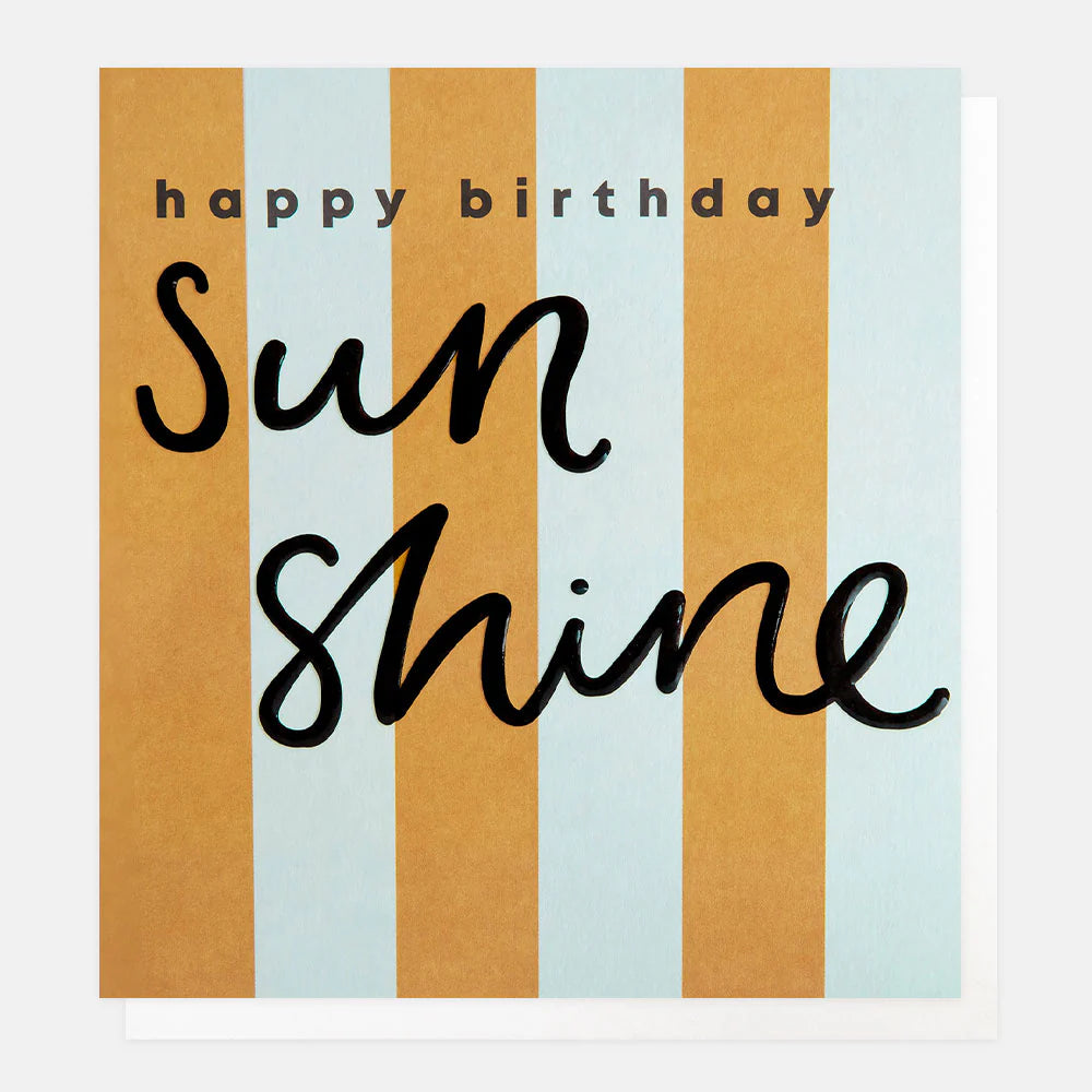 Caroline Gardner happy birthday sunshine yellow and blue greeting card with cheerful design, perfect for celebrating birthdays
