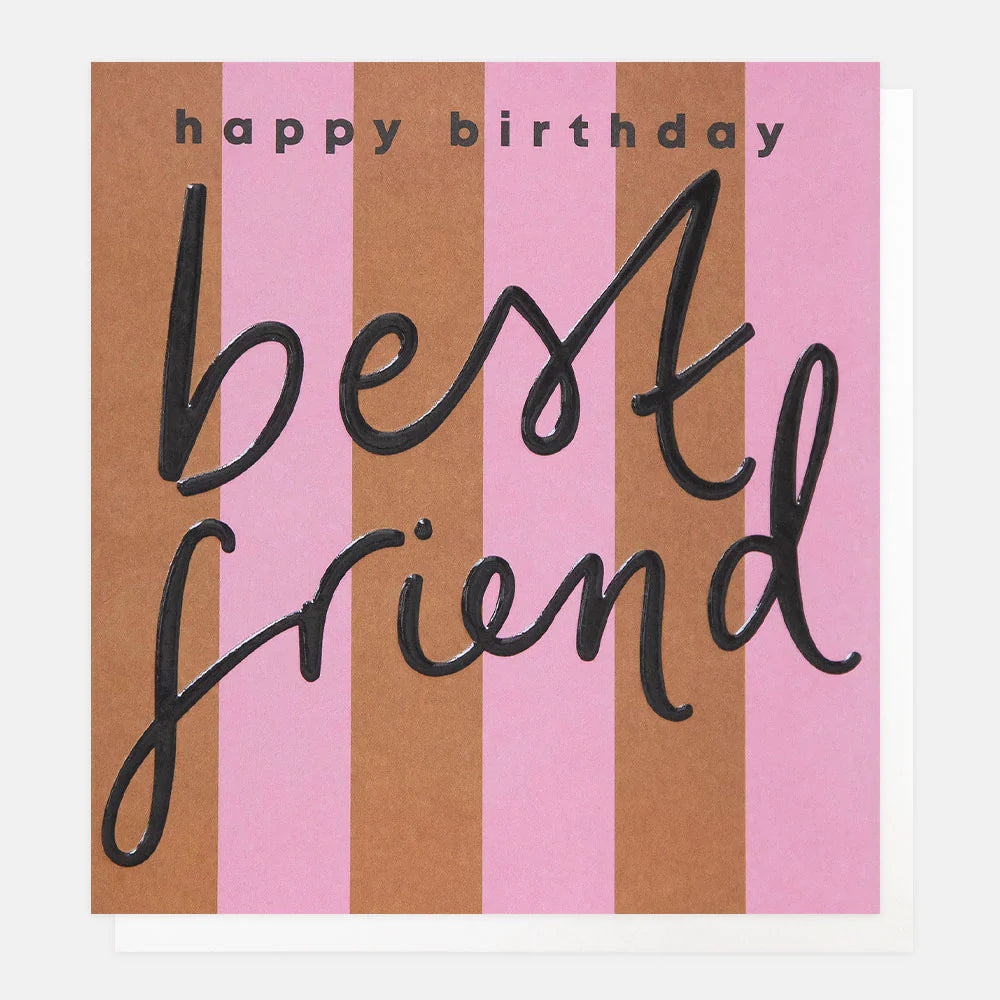Caroline Gardner Happy Birthday Best Friend Card with colorful floral design on a white background.