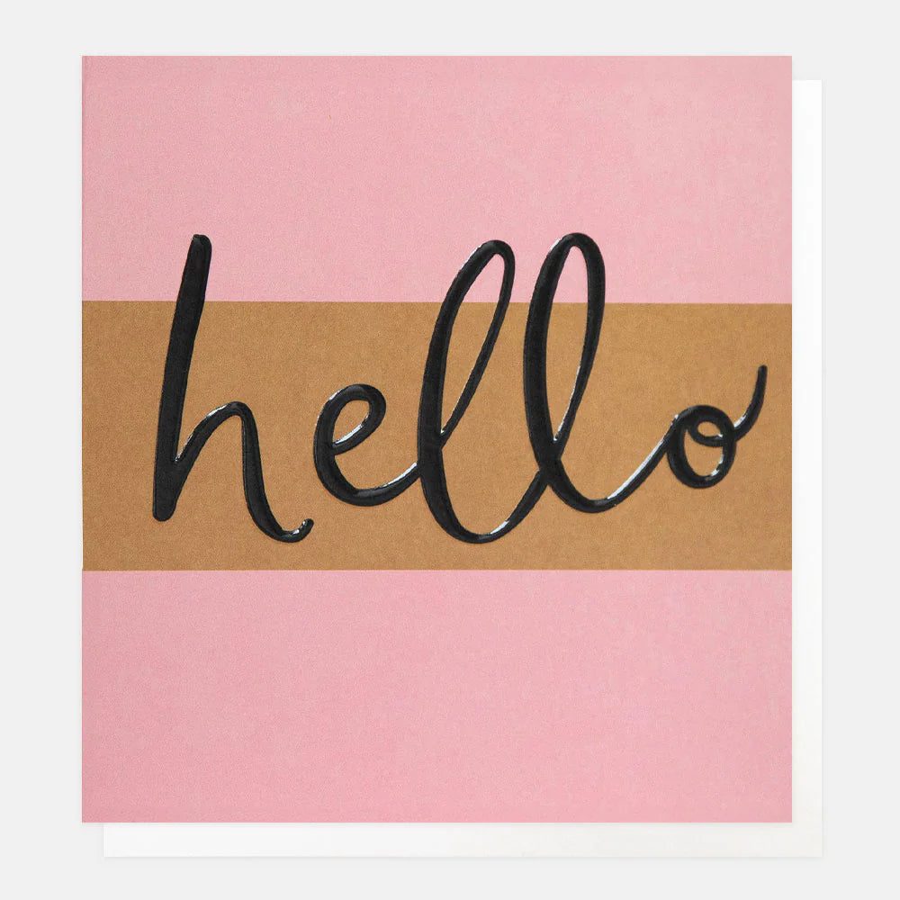 Hello Pink And Yellow Stripe Card