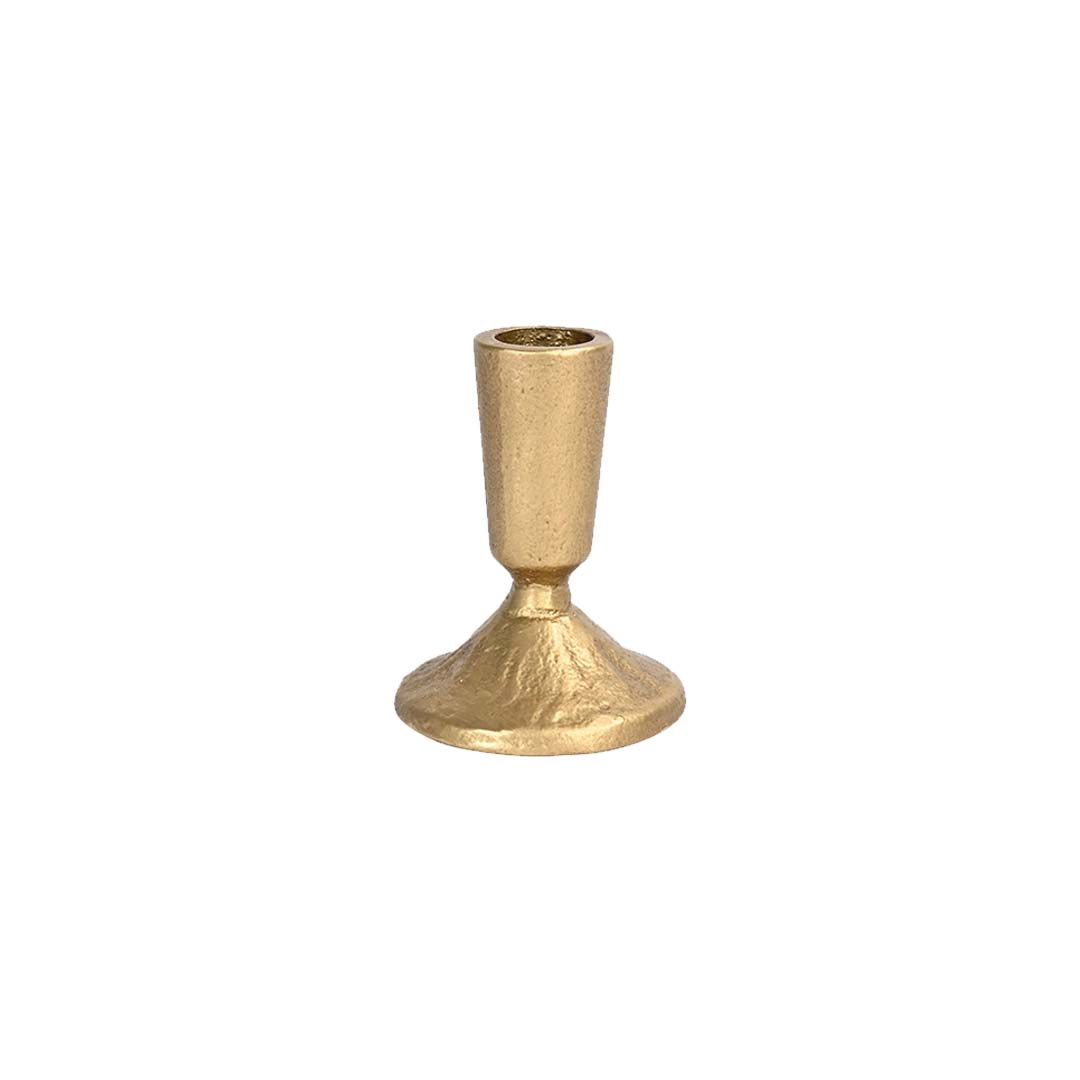 Gold Cast Iron Taper Candle Holder - Small