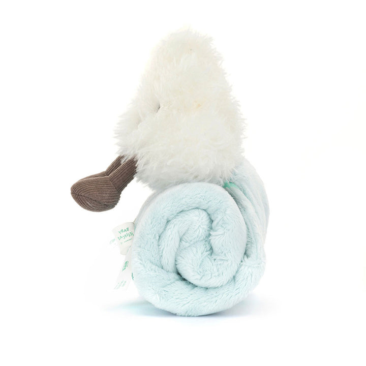 Jellycat Amuseables Cloud Soother in soft fabric with stitched facial features, designed as a cuddly baby comfort toy.