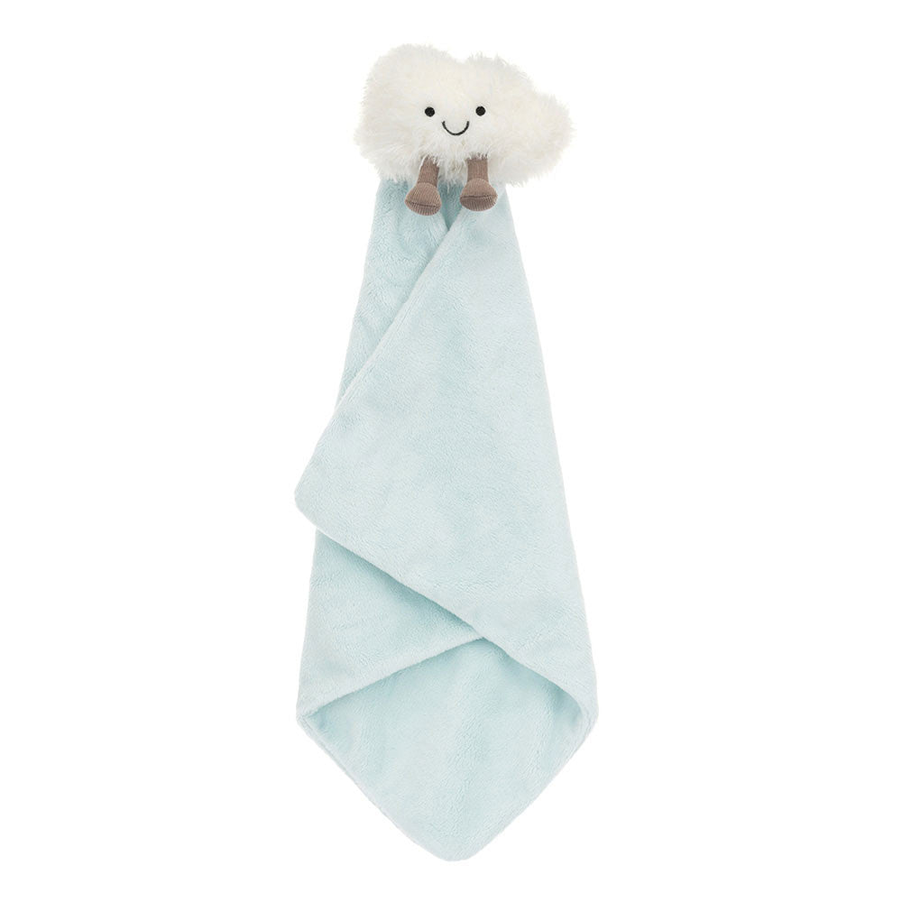 Soft Jellycat Amuseables Cloud Soother in light gray plush, featuring a gentle, cuddly cloud design for infants.