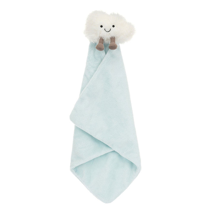 Soft Jellycat Amuseables Cloud Soother in light gray plush, featuring a gentle, cuddly cloud design for infants.