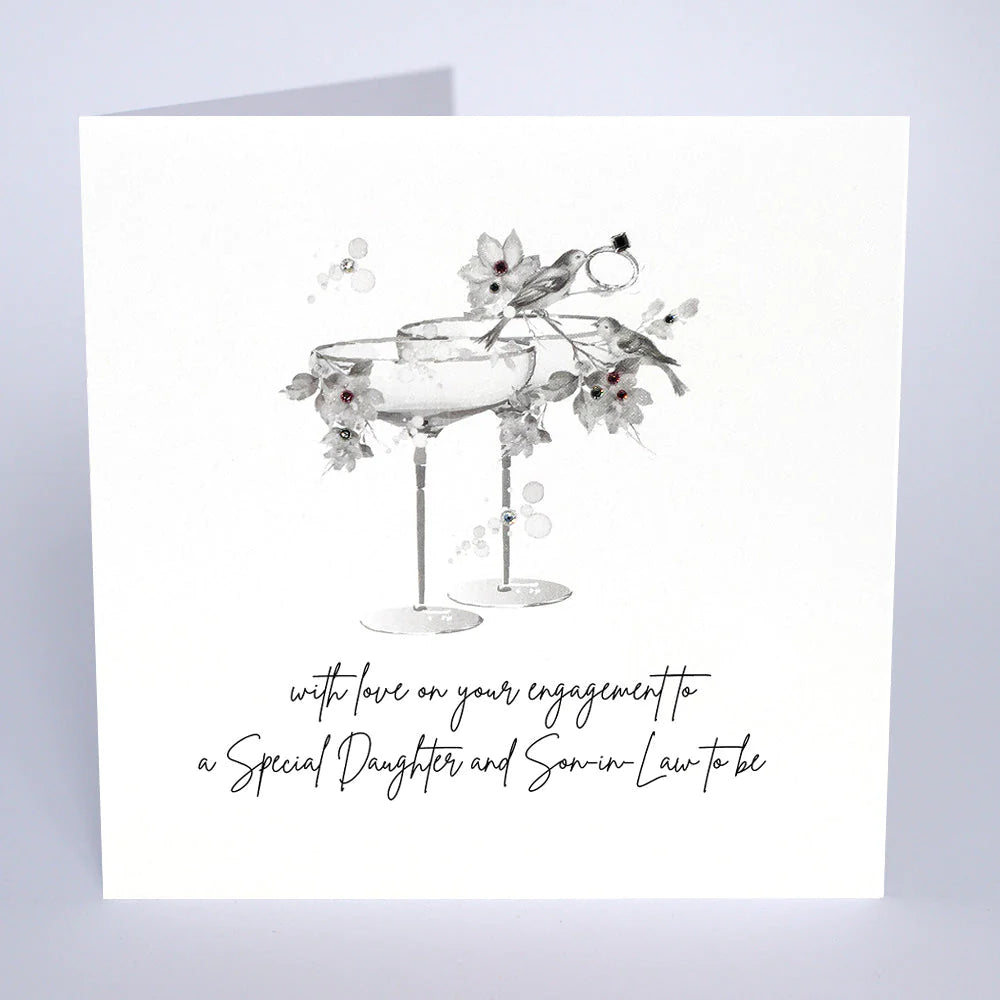 Five Dollar Shake Cornucopia Worcester engagement card for daughter and son-in-law to be, featuring colorful, celebratory design.
