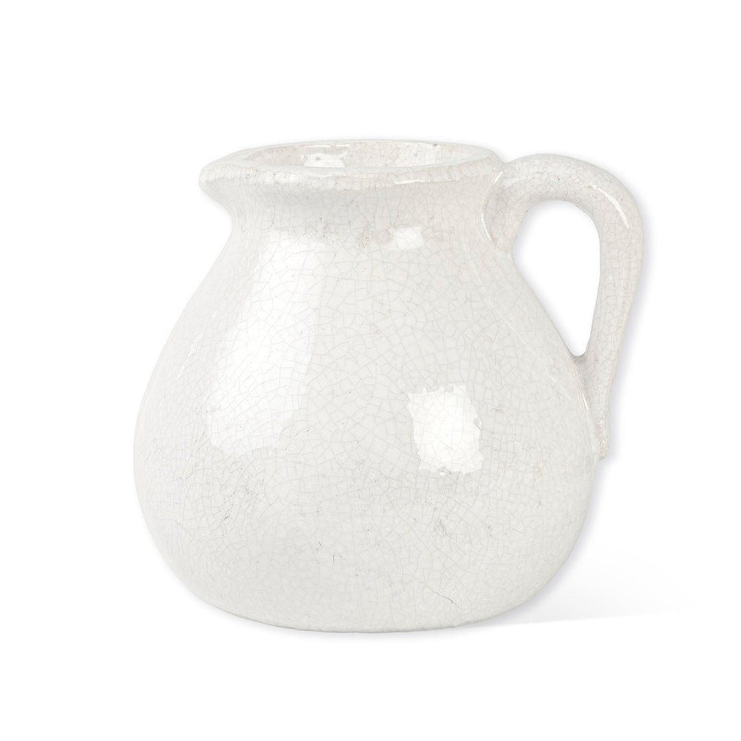 Garden Trading Ravello White Crackle Glaze Ceramic Flower Jug - 21cm