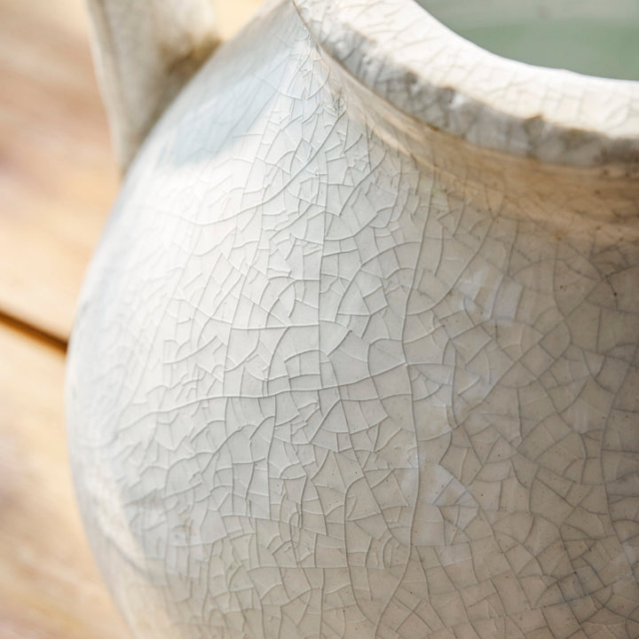 Garden Trading Ravello White Crackle Glaze Ceramic Flower Jug - 21cm