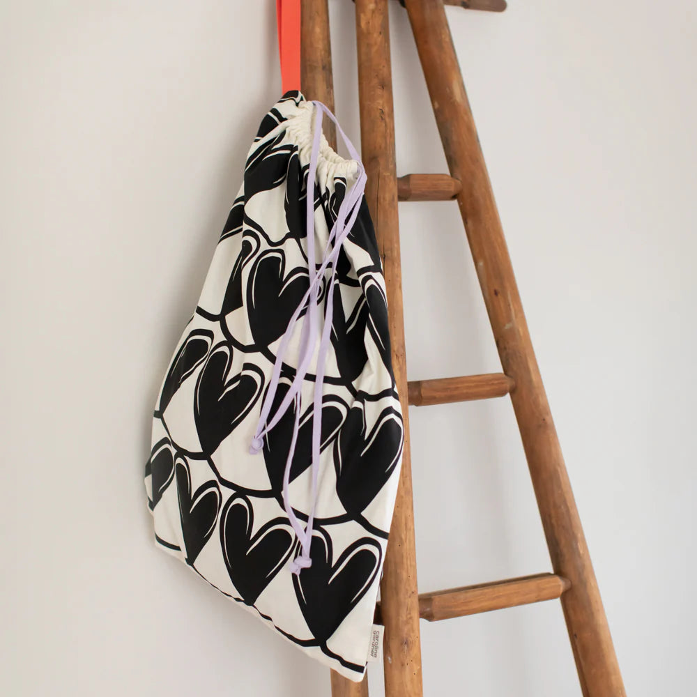 Caroline Gardner Laundry Bag Black Linked Hearts
