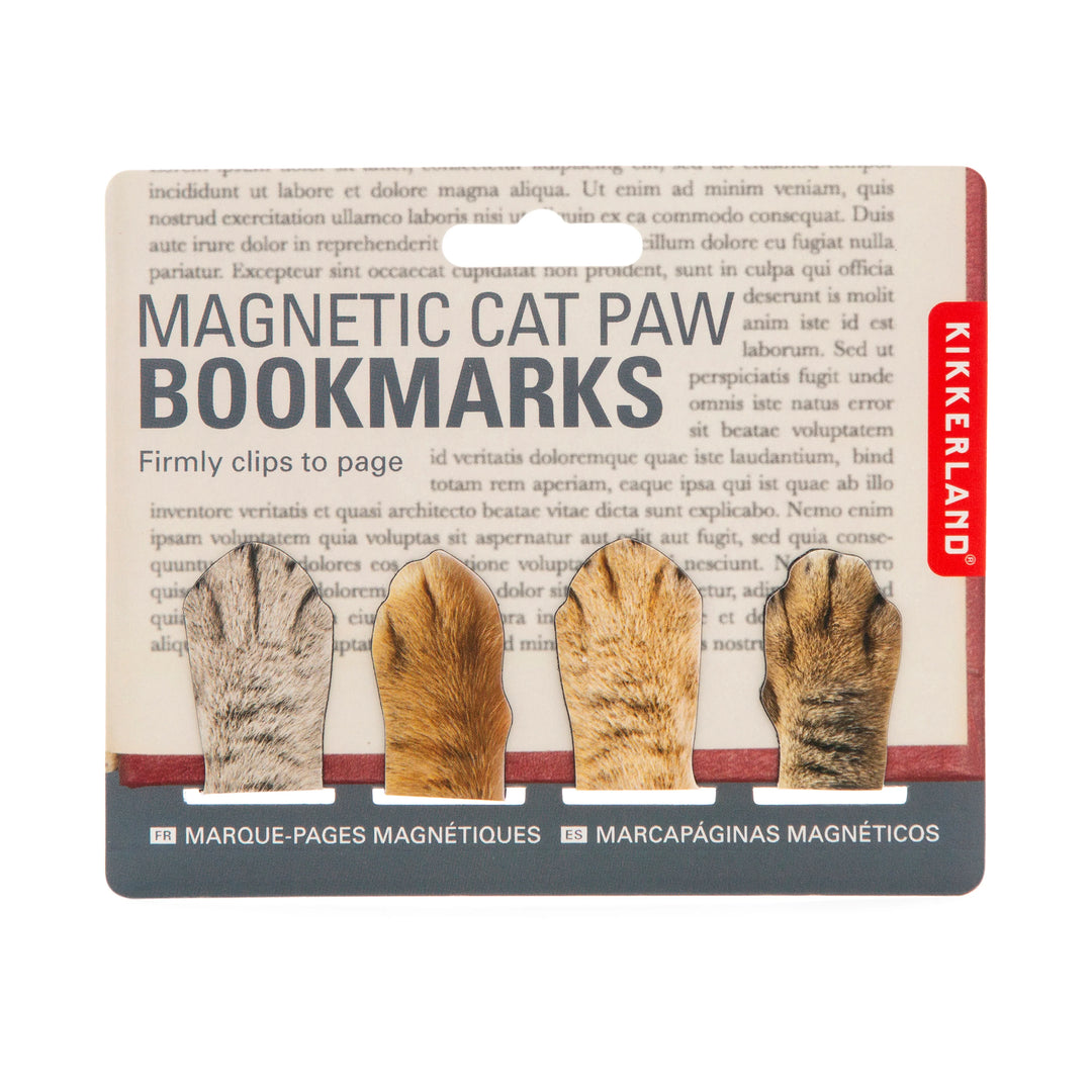 Kikkerland Cat Paw Bookmarks featuring playful cat paw designs, perfect for marking pages in books or journals.