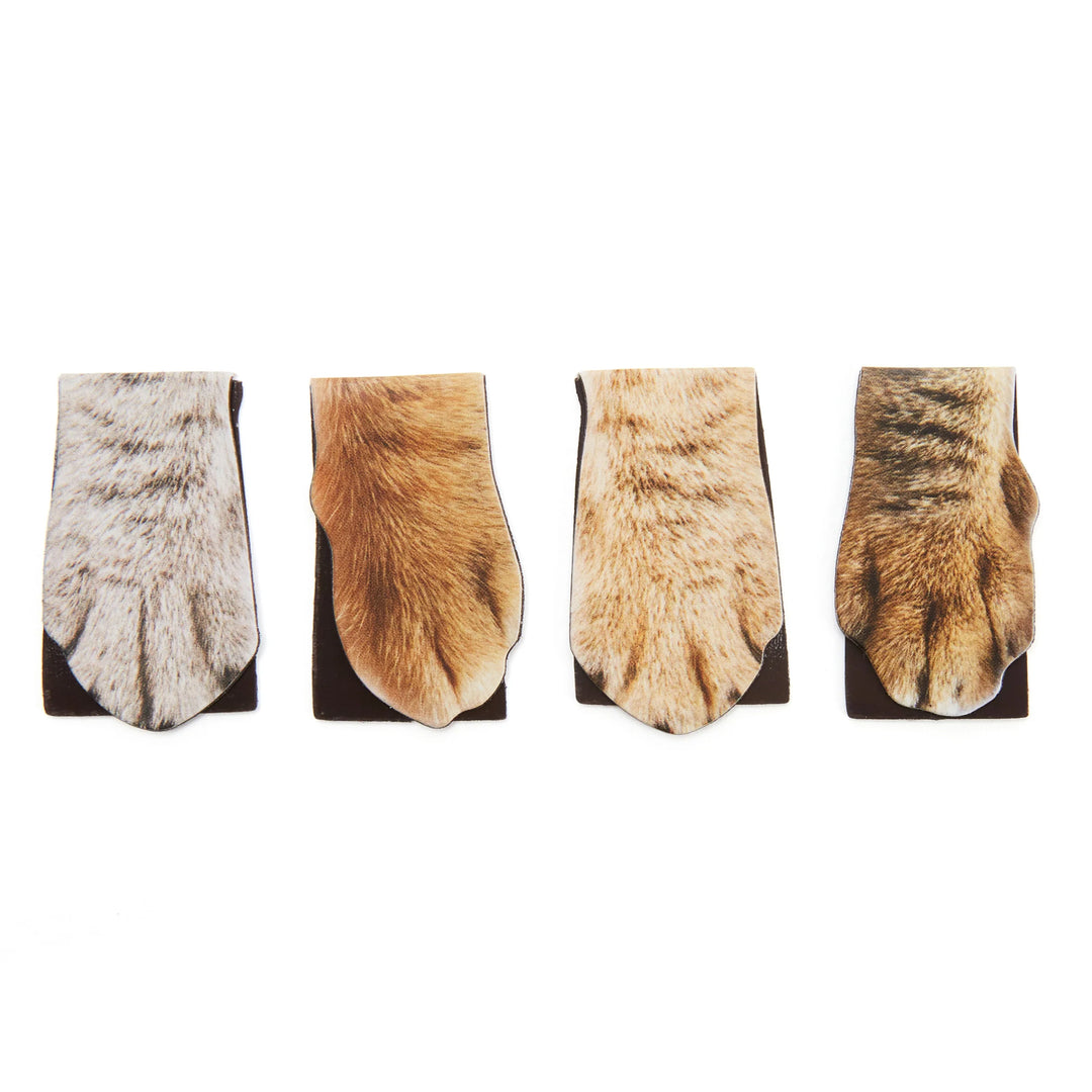 Kikkerland cat paw bookmarks with cute paw print design, perfect for marking pages in books.